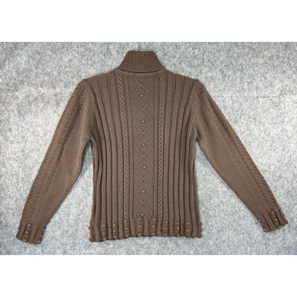 Women's Chocolate Cable Knit Sweater Long Sleeve 3D Cable Knit Textured Size XL - Picture 4 of 8